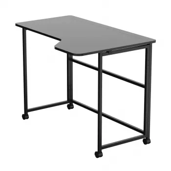MCN Maclean MC-1250 L/B skladací L-shaped rohový písací stôl, čierny, mobilný, 100x65 cm, max 50 kg