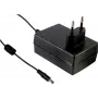 MEAN WELL GSM36E15-P1J 36W medicínsky AC/DC desktop napájací zdroj, 15V 2,4A, 2,1x5,5mm DC konektor samec, IEC C14 vstup, úroveň VI efektivity