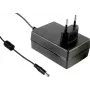 MEAN WELL GST25E28-P1J 25W 28V DC 0,89A AC-DC napájací zdroj s euro konektorom a 2,1x5,5mm DC konektorom samec, čierna