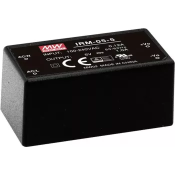MEAN WELL IRM-05-5 5W AC-DC napájací modul, 5V 1A, montáž na PCB, čierna