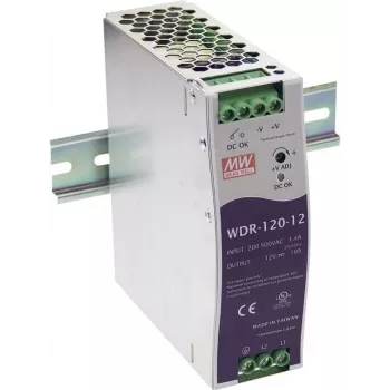 MEAN WELL WDR-120-12 napájací zdroj na DIN lištu 120W 12V 10A, 180-550VAC vstup