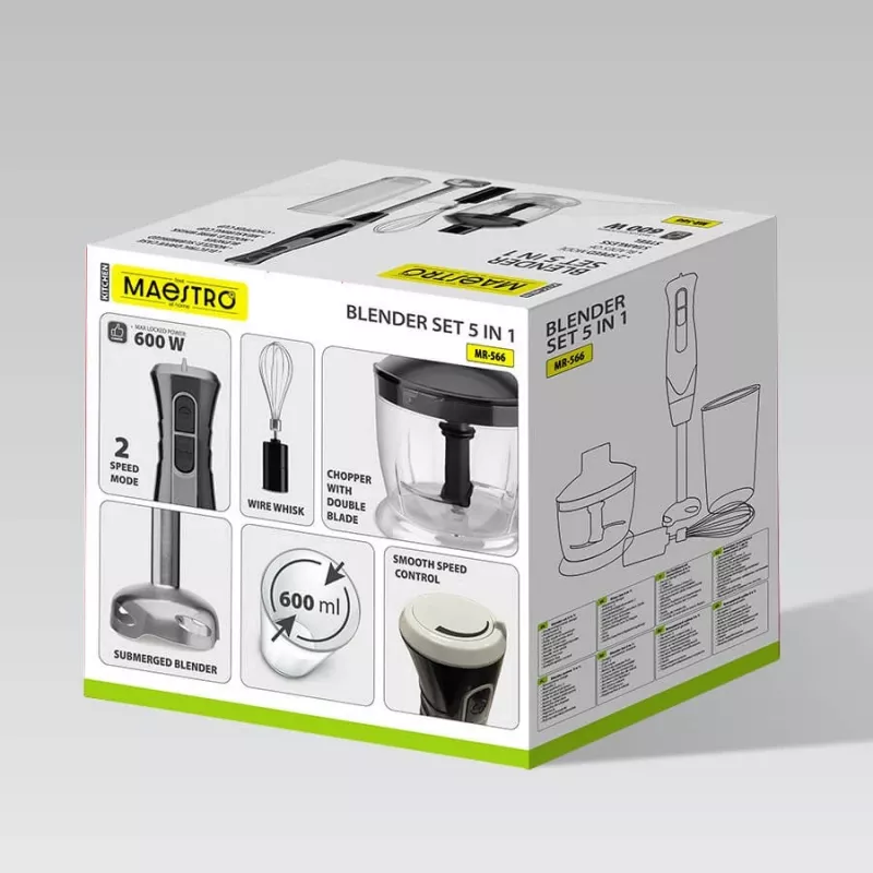MEO MR-566 MAESTRO 500W sada tyčového mixéra s drvičom, metličkou a odmerkou