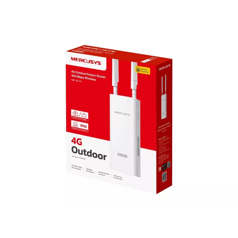 MERCUSYS MB118-4G 300 Mbps bezdrôtový 4G LTE vonkajší/vnútorný router