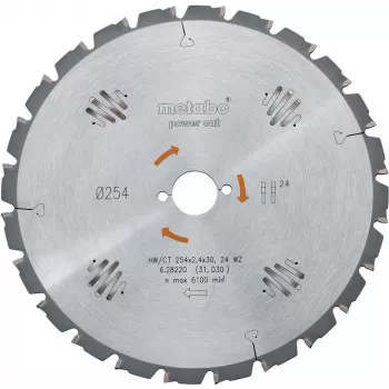 Metabo 628220000 kotúč píly 254mm x 30mm x 60Z na drevo s klincami, stavebné drevo, masívne drevo - pre KGS 254 M, KGS 254 Plus, KGS 254 I Plus, KS 254 Plus