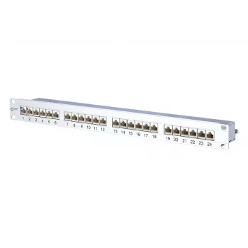 METZ CONNECT 130855C-E-90 Cat.6A tienený 24-port 1U rack-mount patch panel, biely