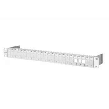 METZ CONNECT 130920-00-E 1U 24-portový neosadený patch panel, svetlosivý (RAL 7035) 130920-00-E-90