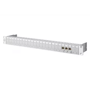 METZ CONNECT 130920-E 1U 24-portový patch panel, 90° uhlový, prázdny, svetlosivá 130920-E-90