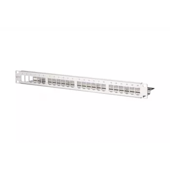 METZ CONNECT 130921-00-E 1U 24-portový tienený patch panel, Cat.6A, svetlosivý 130921-00-E-90