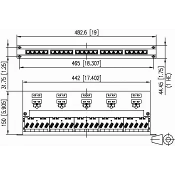 METZ CONNECT BTR UAE 25x8(8) Cat.6 tienený patch panel, 25 portov, 1U, svetlosivá 130887-E