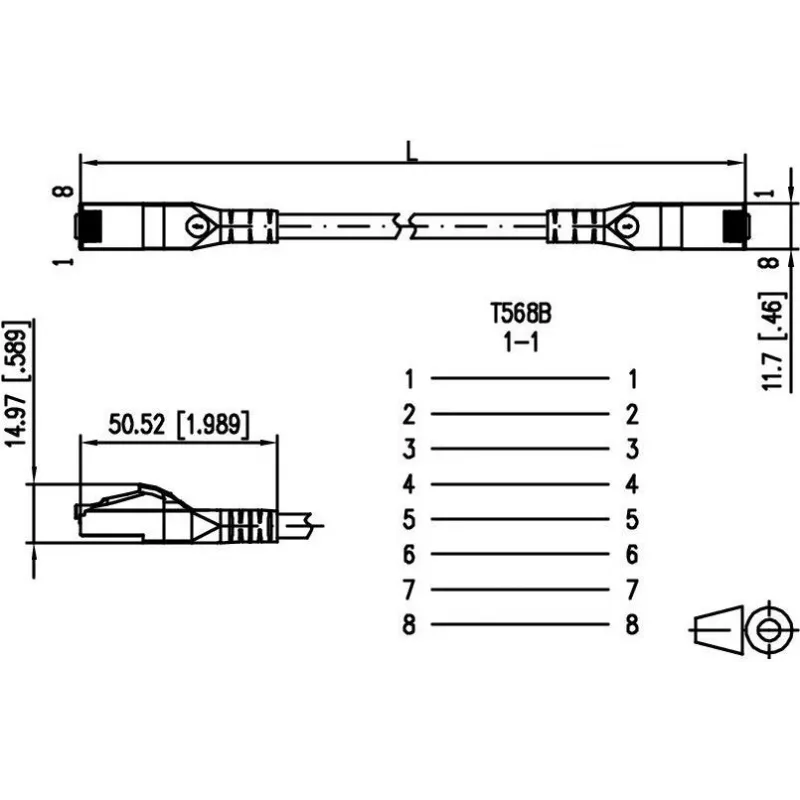 METZ CONNECT 1308455088-E Cat.6A Prepojovací kábel, RJ-45 samec na samec, 10GBase-T, pozlátené kontakty