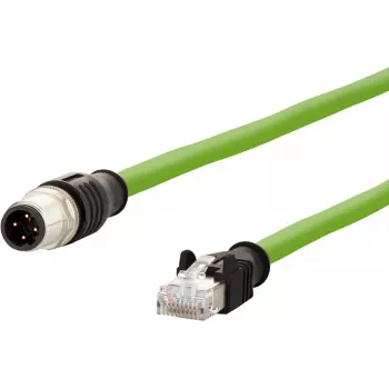 METZ CONNECT sieťový kábel M12 (4-polohový) (S) na RJ-45 (M) 1,0 m 6,5 mm SF/FTP CAT 5e bezhalogénový, bez západky, lanko, ťažná reťaz, D-kódovaný zelený (142M1D15010)