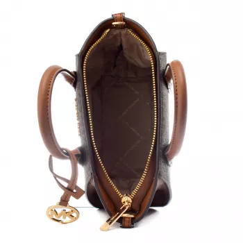 Michael Kors Jet Set Charm oválna crossbody taška hnedá Signature Coated Canvas