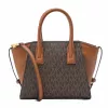 Michael Kors Jet Set Charm oválna crossbody taška hnedá Signature Coated Canvas