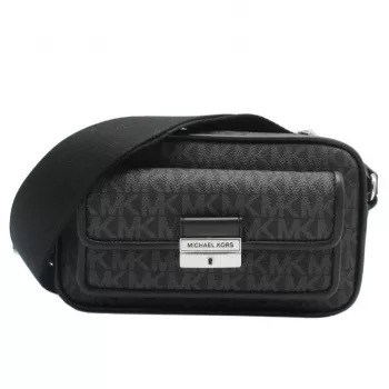 Michael Kors Jet Set crossbody kabelka čierna Signature Coated Canvas 35R5S2BC0BBLA