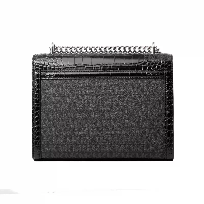 Michael Kors Jet Set crossbody taška čierna Signature Coated Canvas 35S5SWHL6BBLA