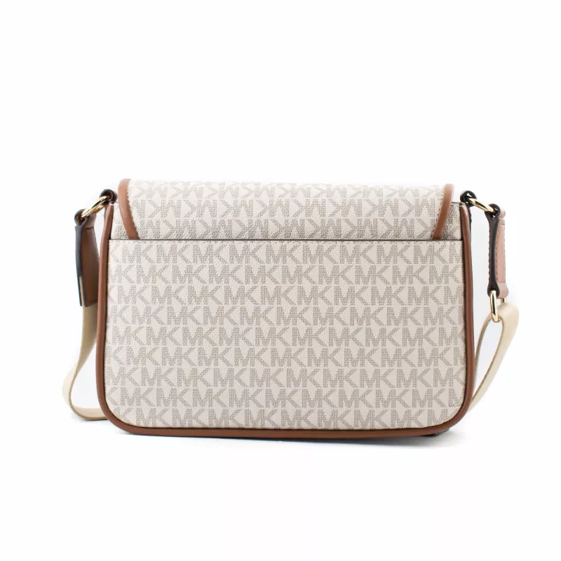 Michael Kors Jet Set crossbody kabelka Vanilla Signature logo potlač potiahnuté plátno 35R5G2BM8BVAN