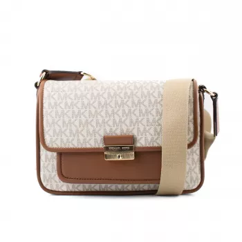 Michael Kors Jet Set crossbody kabelka Vanilla Signature logo potlač potiahnuté plátno 35R5G2BM8BVAN