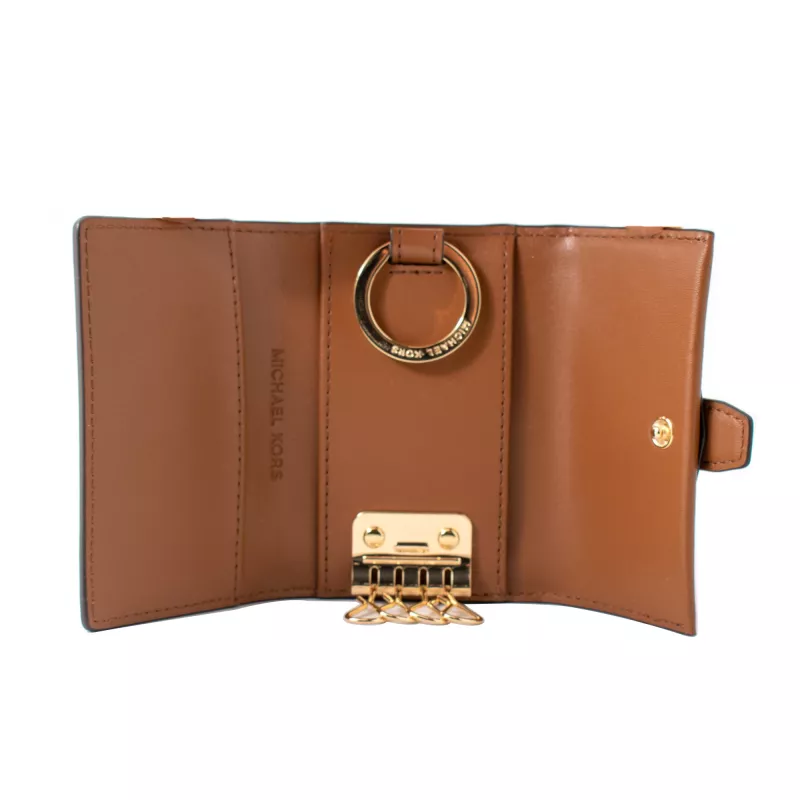 MICHAEL KORS Jet Set Travel puzdro na karty hnedá Signature PVC