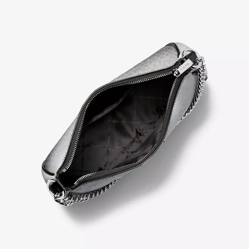 Michael Kors Jet Set Travel crossbody kabelka Black Signature Coated Canvas
