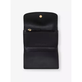 Michael Kors Jet Set Travel saffiano kožené puzdro na karty s priehradkou na mince čierna zlatý tón