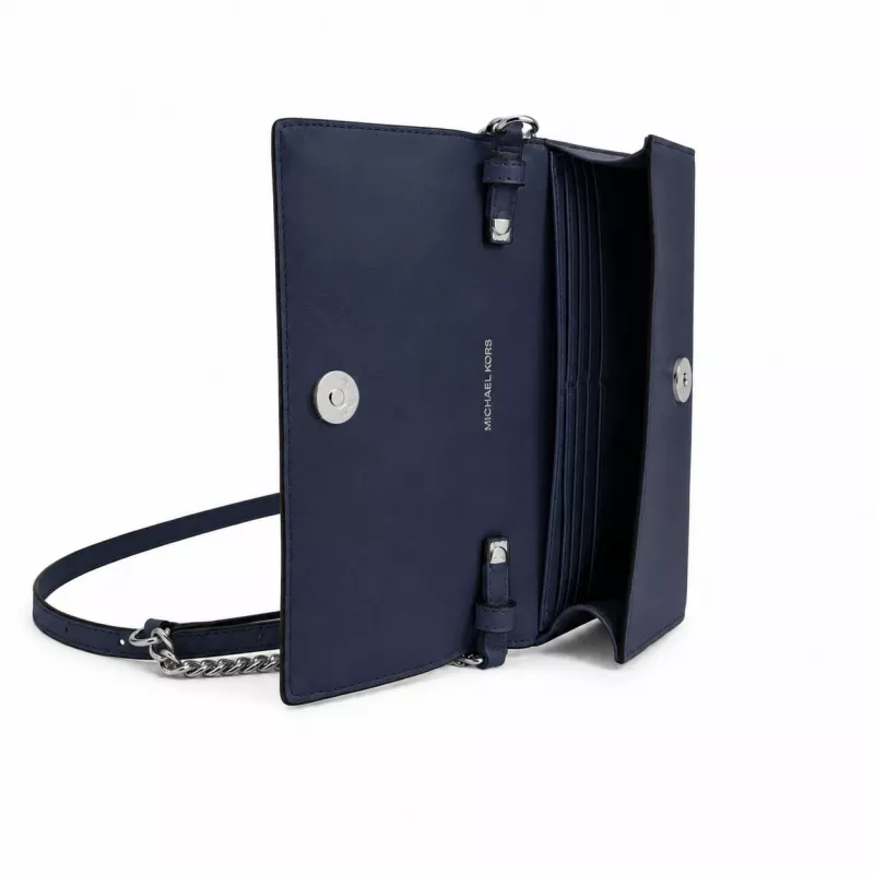 MICHAEL KORS Jet Set Travel Saffiano kožená crossbody kabelka tmavomodrá
