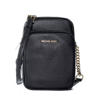 Michael Kors Jet Set Travel malá ramenná kabelka čierna saffiano koža 35H3GTVC2LBLA