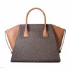 Michael Kors Vivianne ramenná kabelka Brown Multi Signature Logo-Print Coated Canvas