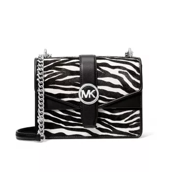 Michael Kors dámska crossbody kabelka 35S5SGRC1HBLA - čierna Saffiano koža so zlatými kovaniami (20x16x6 cm)