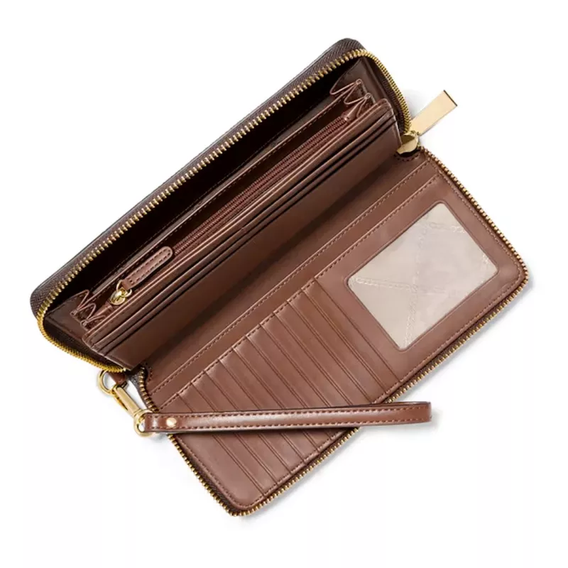 MICHAEL KORS dámska peňaženka na zápästie Jet Set Travel v hnedej Signature Canvas - 35S6GTVE9BBRO