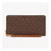 MICHAEL KORS dámska peňaženka na zápästie Jet Set Travel v hnedej Signature Canvas - 35S6GTVE9BBRO