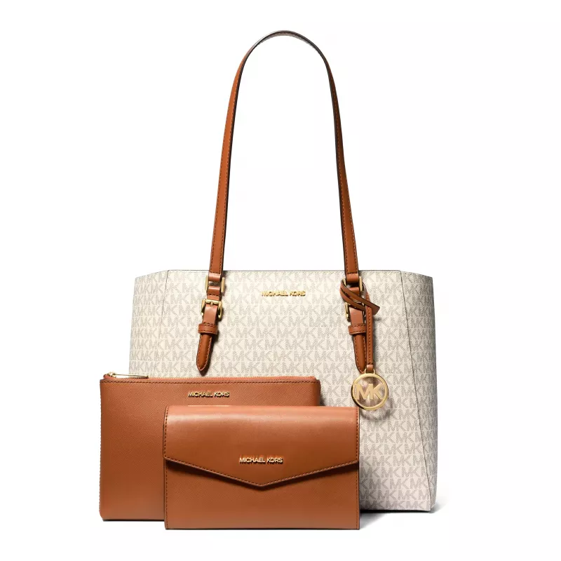 Michael Kors dámsky Saffiano kožený set tašiek – tote a pouch (Vanille) – model 35F3GCFT9TVAN