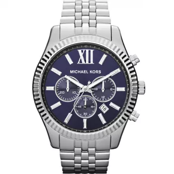 Michael Kors MK8280 Pánske quartzové hodinky, 45 mm, strieborný/tmavomodrý ciferník
