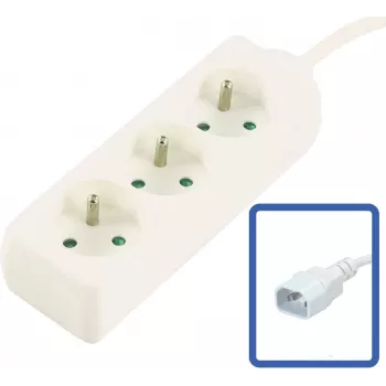 MicroConnect 3-násobná francúzska zásuvková lišta Typ E s vypínačom, ochranou proti preťaženiu a detskou poistkou, 1,5m kábel, biela (MC-PS030150FRUPSW)