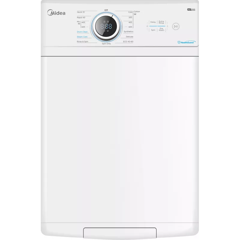 Midea MF100T70BA10/W-HR práčka s horným plnením, 7 kg, 1200 ot/min, funkcia pary, biela