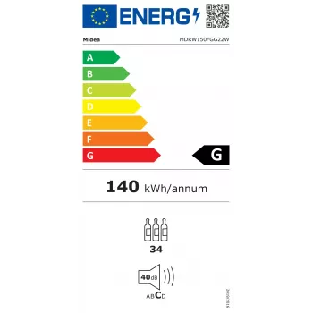 Midea vinotéka MDRW150FGG22W voľne stojaca 34 fliaš čierna