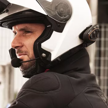 Midland BTX1 PRO S-TWIN motocyklová Bluetooth interkom sada Twin s dosahom 800 m, 23 h batéria, IPX6, DNK potlačenie hluku, FM rádio, univerzálne párovanie