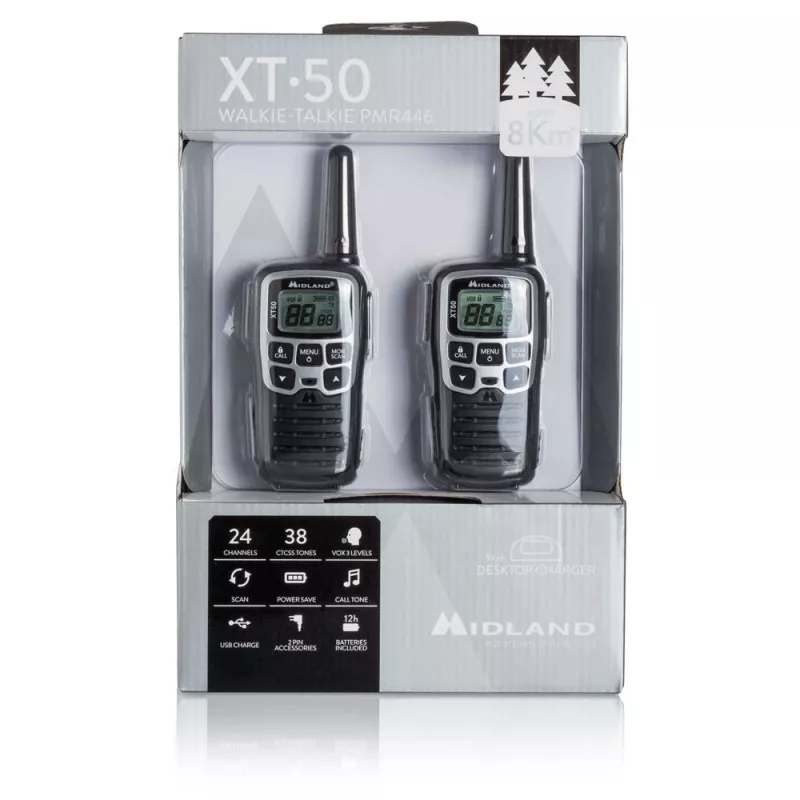 Midland XT50 2x PMR446 ručné vysielačky sivá