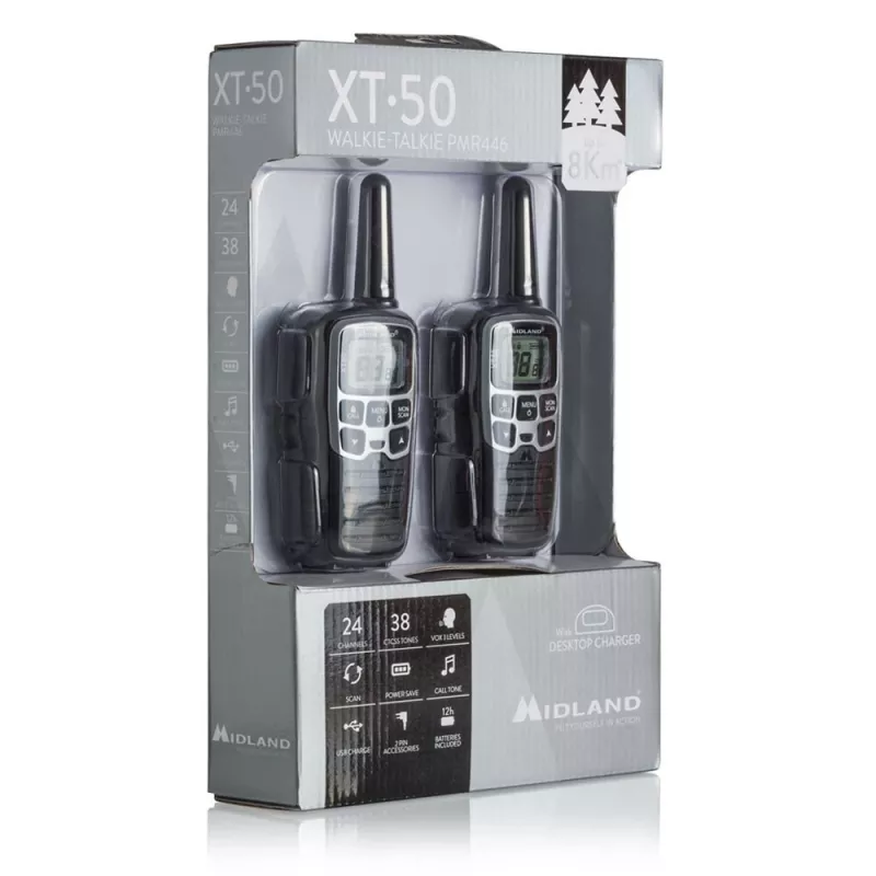 Midland XT50 2x PMR446 ručné vysielačky sivá