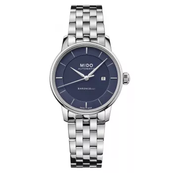 MIDO Baroncelli III dámske automatické hodinky 30mm modrý ciferník nerezová oceľ M037207110410