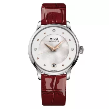 MIDO Baroncelli III Lady automatické hodinky 33mm perleťový ciferník biely kožený remienok M039207161060