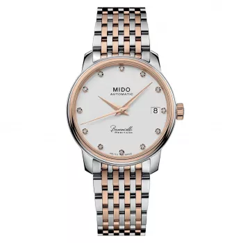 MIDO Baroncelli III Lady Diamonds dámske automatické hodinky M027207220160 33mm ružové zlato PVD