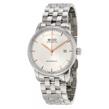 MIDO pánske Baroncelli III automatické hodinky 38mm strieborný ciferník hnedý kožený náramok M86004101