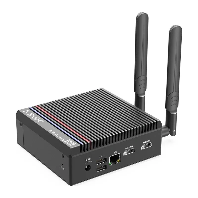 MINIX Z300-0dB barebone mini PC, Intel Core 3 N300, 8C/8T, DDR4 3200, Wi-Fi 6, BT 5.2, 2,5GbE, 2x HDMI 2.1, bez ventilátora