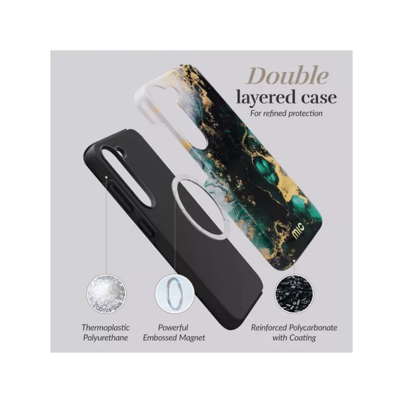 MIO Green Marble puzdro kompatibilné s MagSafe pre Samsung S25 Plus 5G