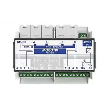 MOBOTIX MX-SWITCH1 - sieťový switch - 4 x 10/100 (PoE+) - DIN lišta