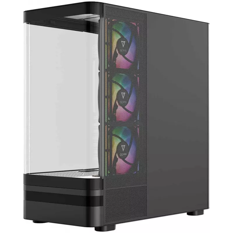 MODECOM Volcano AQ100 ARGB Midi-Tower PC skriňa - čierna