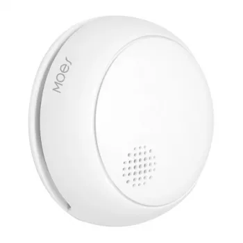 MOES SSD01 ZigBee smart fotoelektrický dymový detektor s 85dB sirénou, Tuya App notifikácie, CR123A batériové napájanie, biely