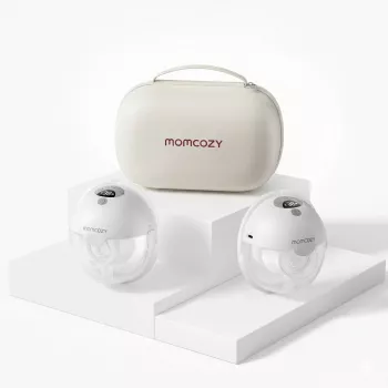 Momcozy M5 Smart Wearable odsávačka mlieka – Shell odsávačka mlieka | ovládanie aplikáciou, bezdrôtová, dvojitá, sivá