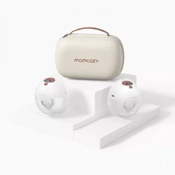 Momcozy M5 Smart Wearable odsávačka mlieka – Shell odsávačka mlieka, ovládanie aplikáciou, bezdrôtová, dvojitá, červená