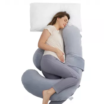 Momcozy PP007 F-Shape tehotenské vankúš sivý